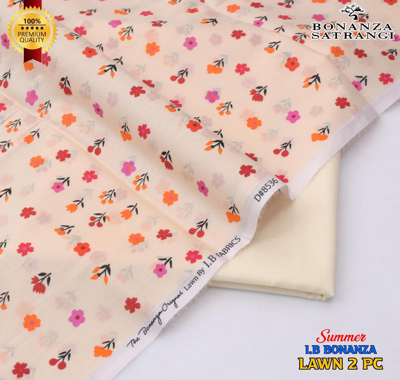 Sweet Summer vibes: Bonanza Satrangi Original Lawn 2 PC | Soft Cream with Multi-Color Mini Floral Print