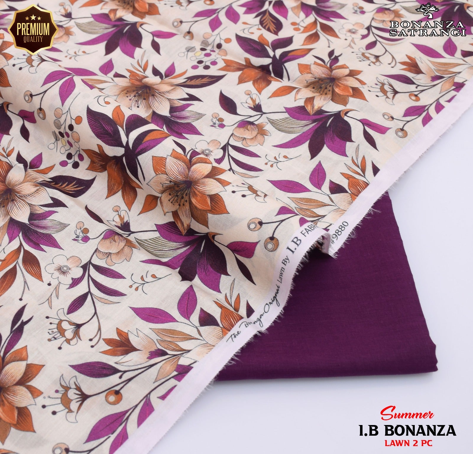 New Premium Bonanza Satrangi Lawn 2-Piece Suit