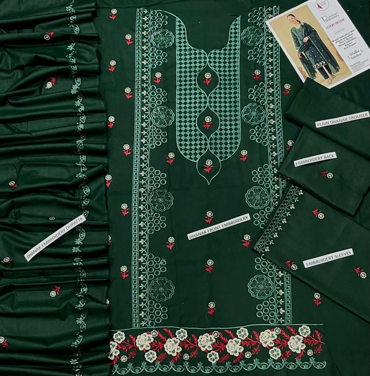 DHANAK EMBRIODERY 3 PC