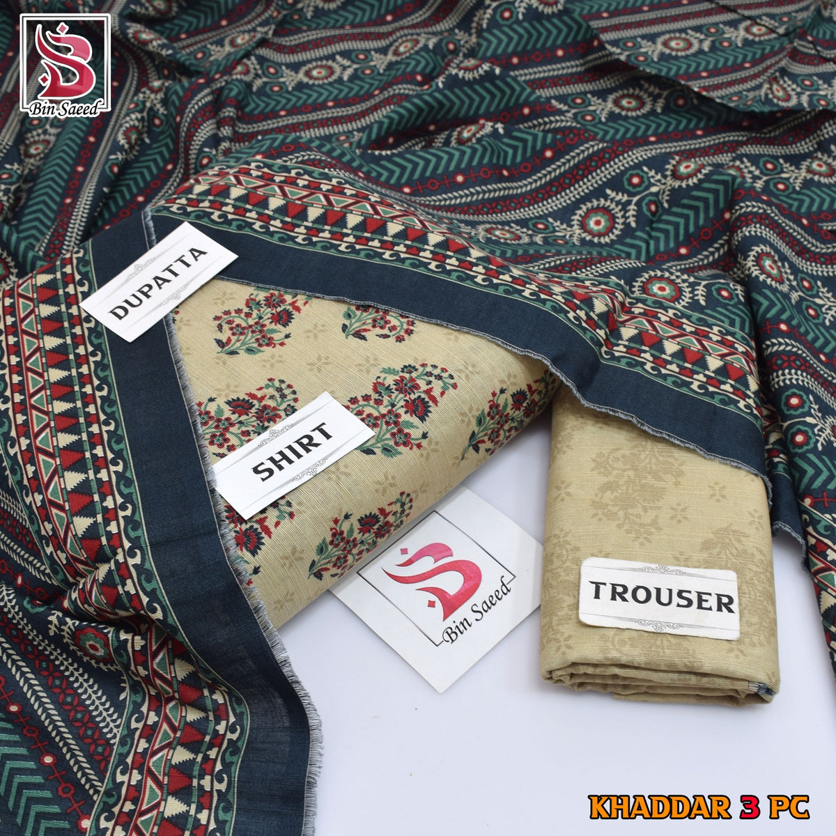 Bin Saeed Khaddar Printed 3-Piece Suit – Premium Winter Collection