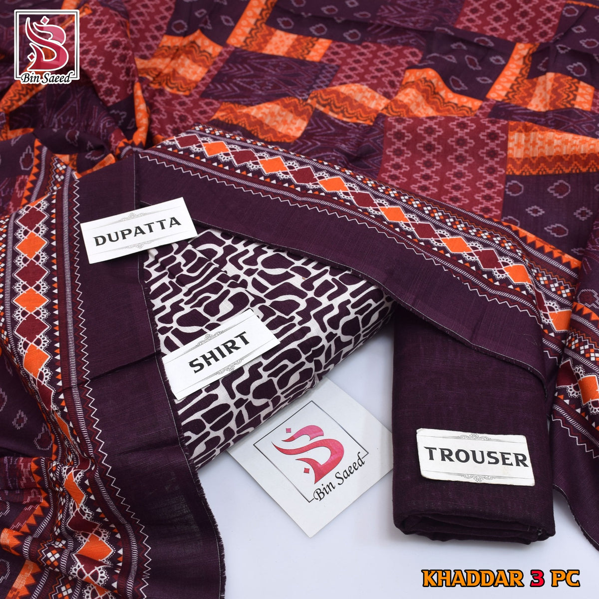Bin Saeed Khaddar Printed 3-Piece Suit – Premium Winter Collection