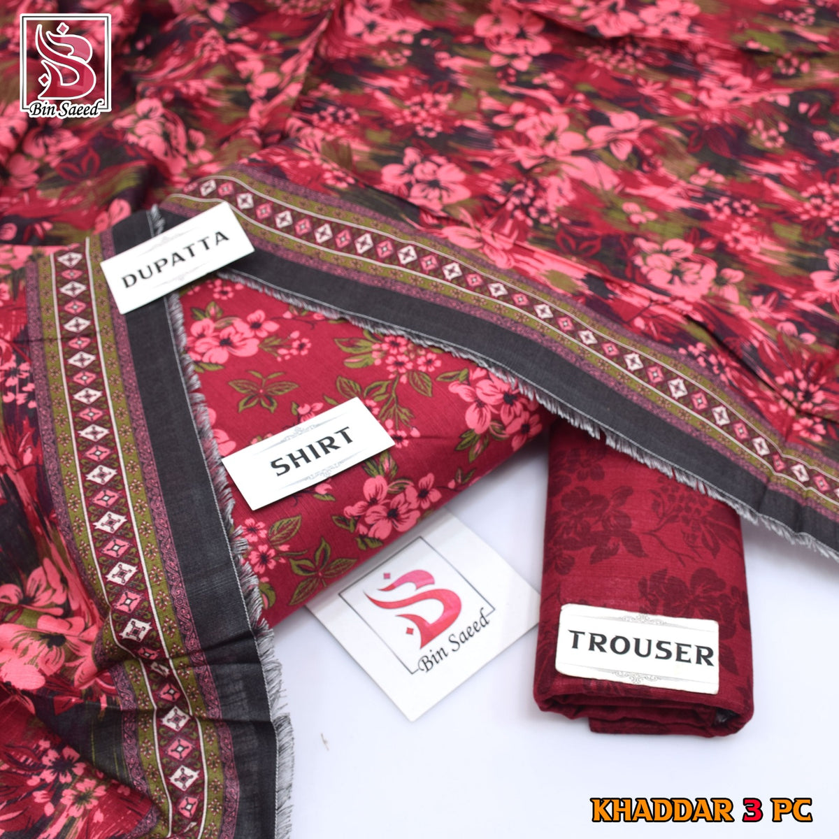 Bin Saeed Khaddar Printed 3-Piece Suit – Premium Winter Collection