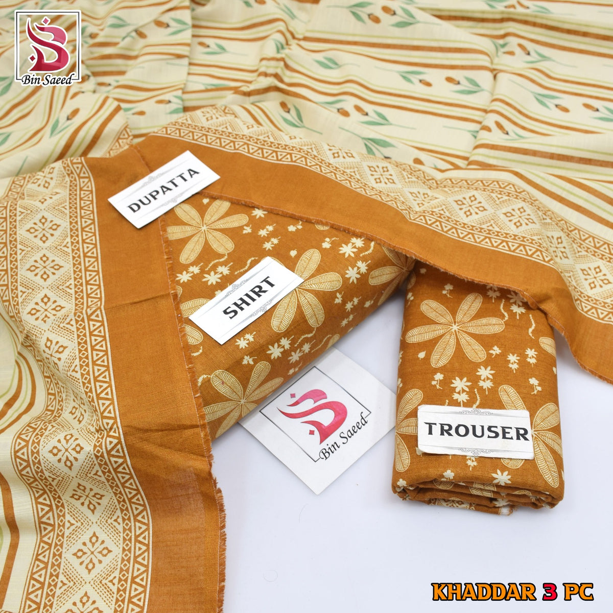 Bin Saeed Khaddar Printed 3-Piece Suit – Premium Winter Collection