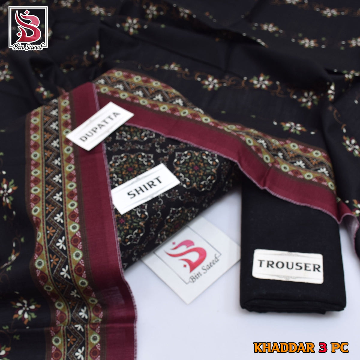 Bin Saeed Khaddar Printed 3-Piece Suit – Premium Winter Collection