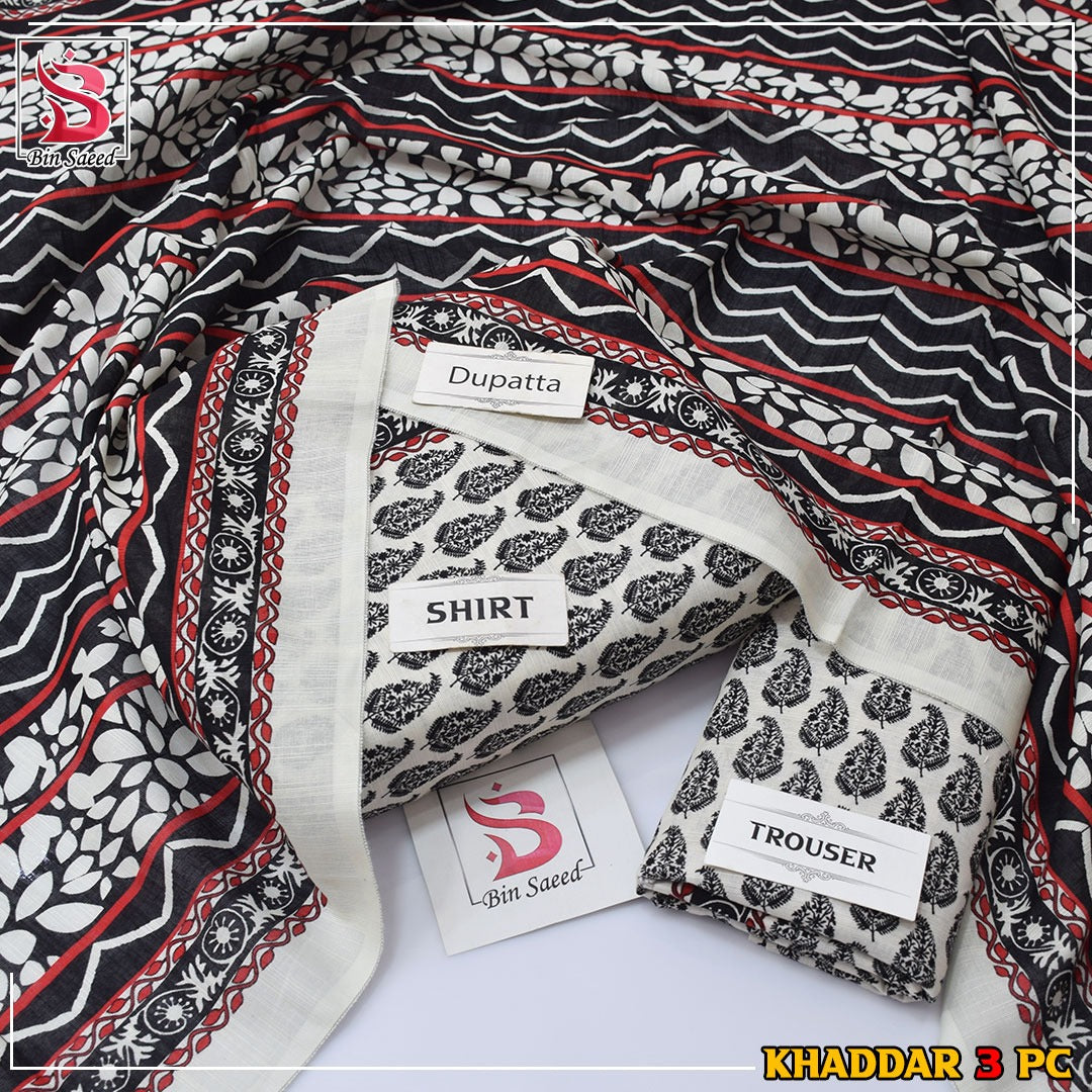 Bin Saeed Khaddar Printed 3-Piece Suit – Premium Winter Collection