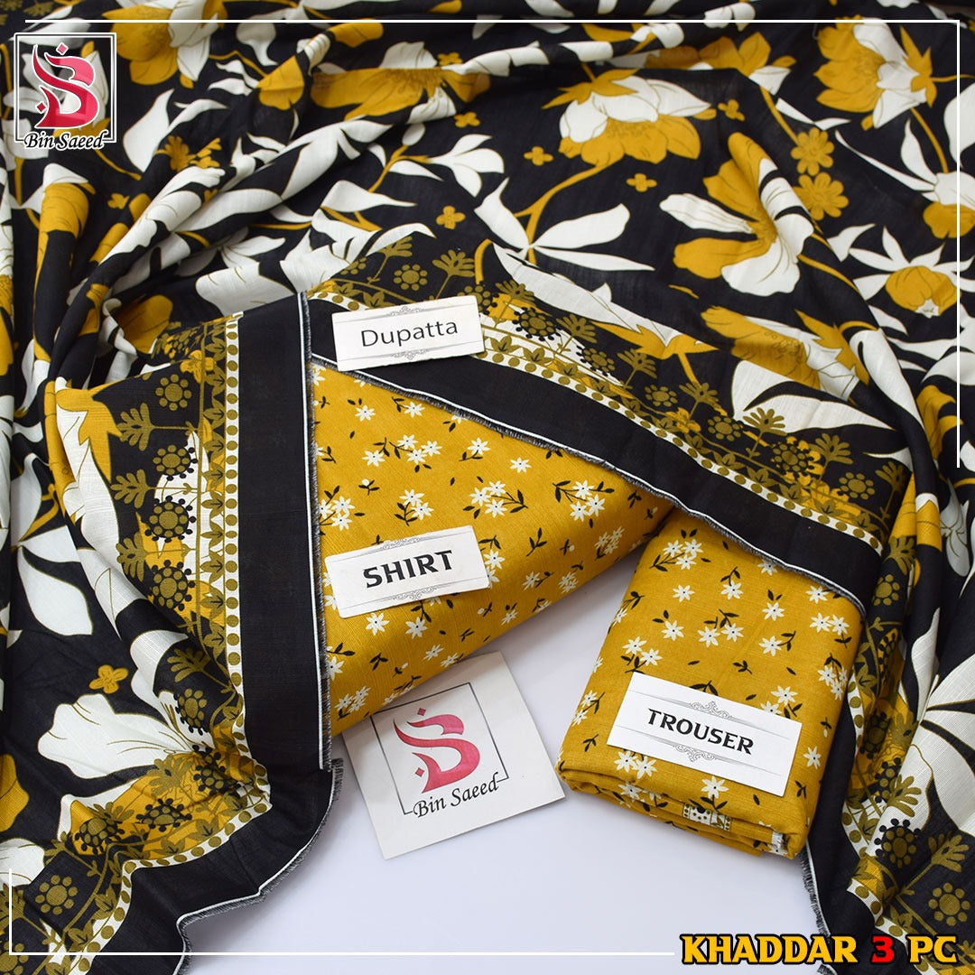 Bin Saeed Khaddar Printed 3-Piece Suit – Premium Winter Collection