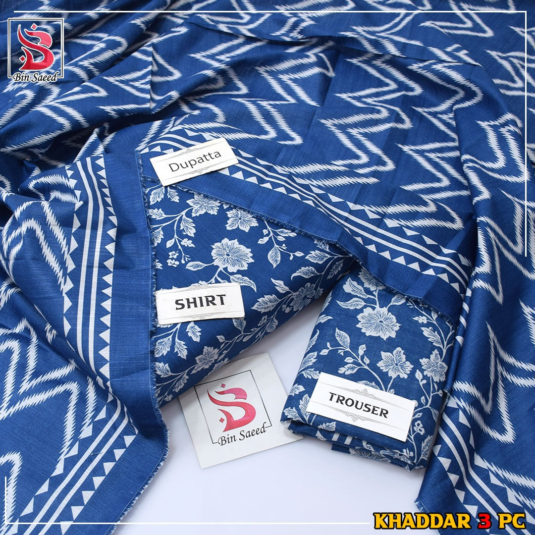 Bin Saeed Khaddar Printed 3-Piece Suit – Premium Winter Collection