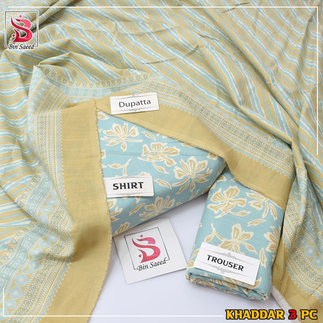 Bin Saeed Khaddar Printed 3-Piece Suit – Premium Winter Collection