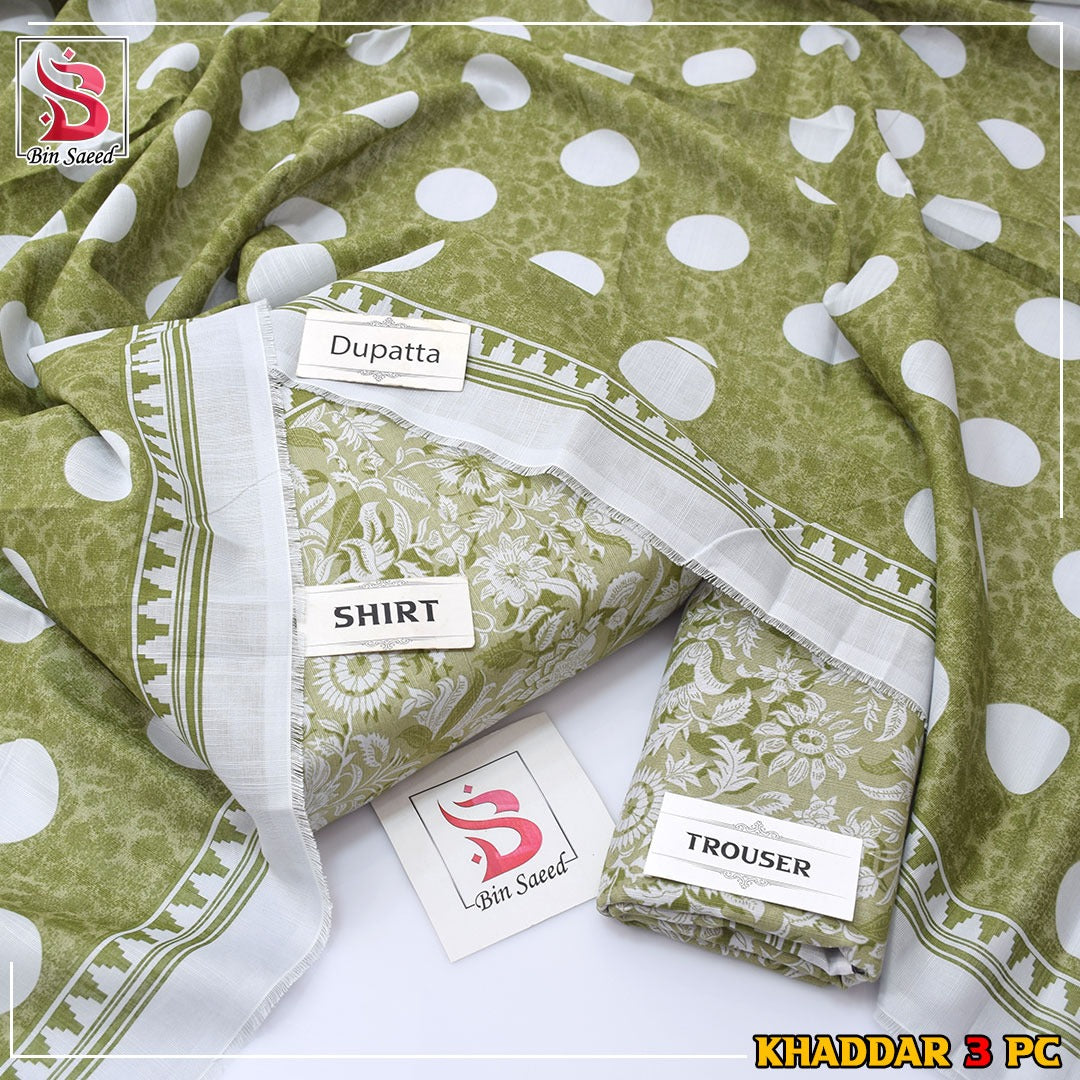 Bin Saeed Khaddar Printed 3-Piece Suit – Premium Winter Collection