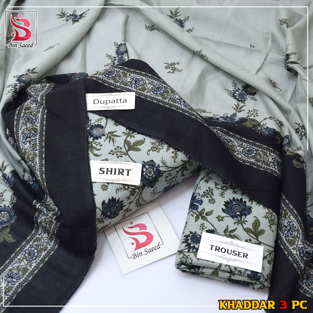 Bin Saeed Khaddar Printed 3-Piece Suit – Premium Winter Collection